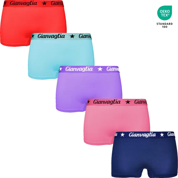 GIANVAGLIA® Deluxe Boxershorts i bomull för tjejer i 5-pack - Bild 2