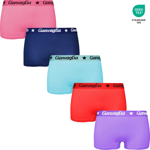 GIANVAGLIA® Deluxe Boxershorts i bomull för tjejer i 5-pack